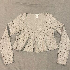 Vintage-Inspired Floral Cropped Baby Doll Top Size Large